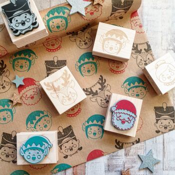 CLEARANCE SALE ONLY £1 - Was £9  Christmas Characters Rubber Stamps Boy Elf