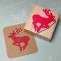 Running Reindeer Rubber Stamp