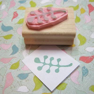 Retro Leaves Hand Carved Rubber Stamp