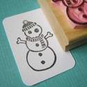 Skullie Snowman Hand Carved Rubber Stamp