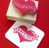 Tattoo Mum Heart Rubber Stamp