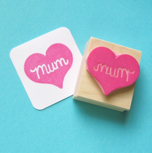 Mum Heart Hand Carved Rubber Stamp