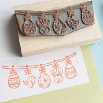 Easter Bunting Rubber Stamp
