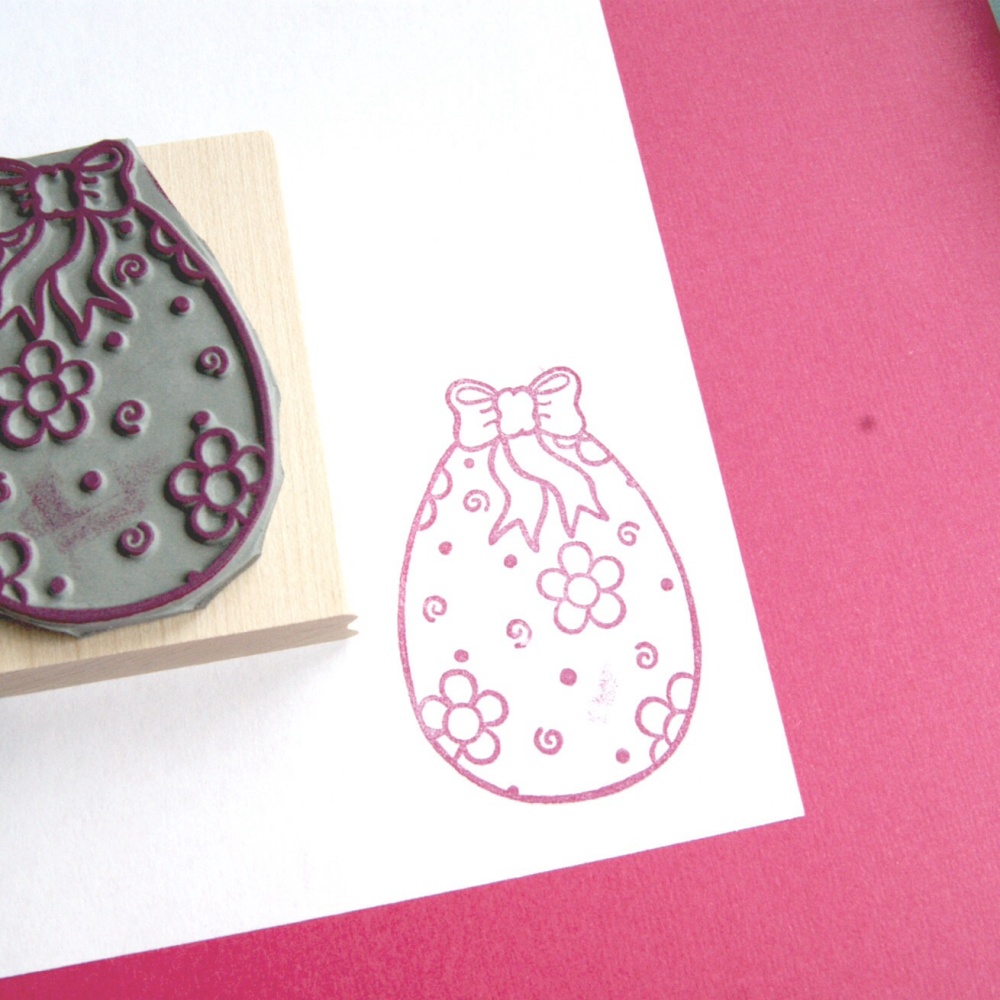 Floral Easter Egg Rubber Stamp 