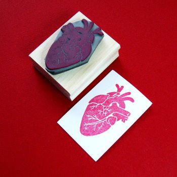 Anatomical Heart Rubber Stamp