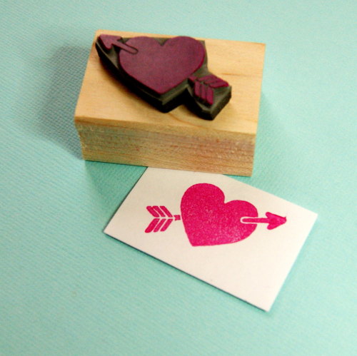 Heart with Arrow Rubber Stamp