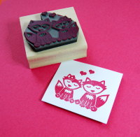 Foxes in Love Rubber Stamp
