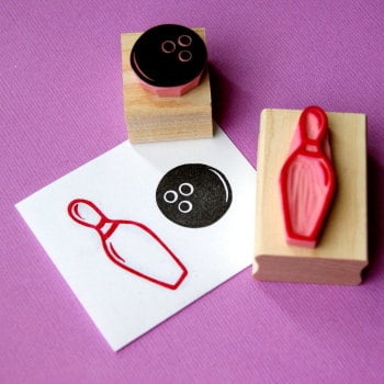 Bowling Ball and Pin Rubber Stamps
