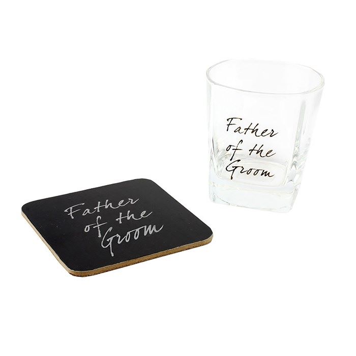 Father of the Groom Whisky Glass and Coaster