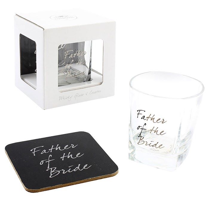 Father of the Bride Whisky Glass and Coaster