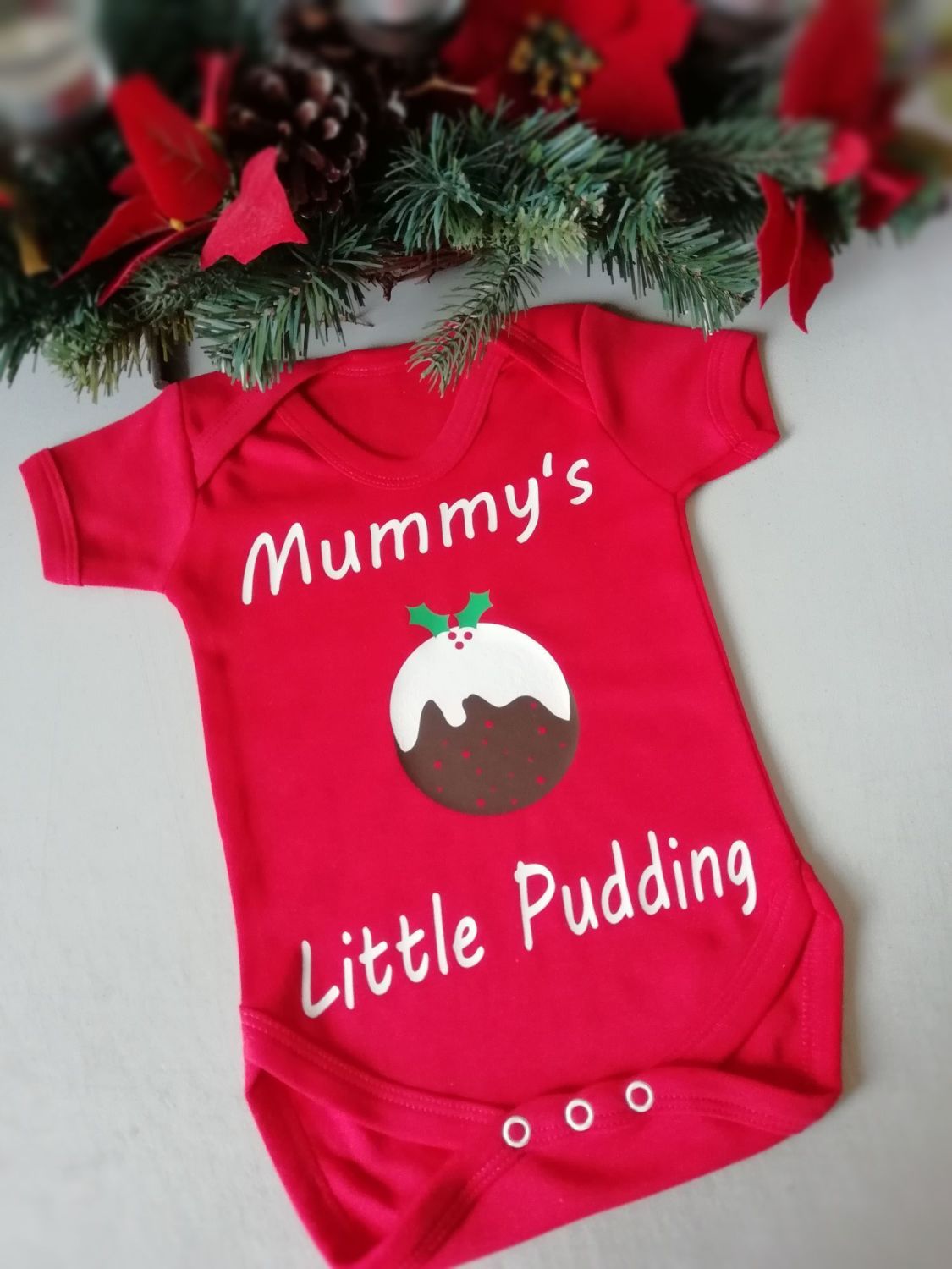 Mummy's Little Pudding Christmas bodysuit