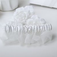 White Satin garter with Butterfly