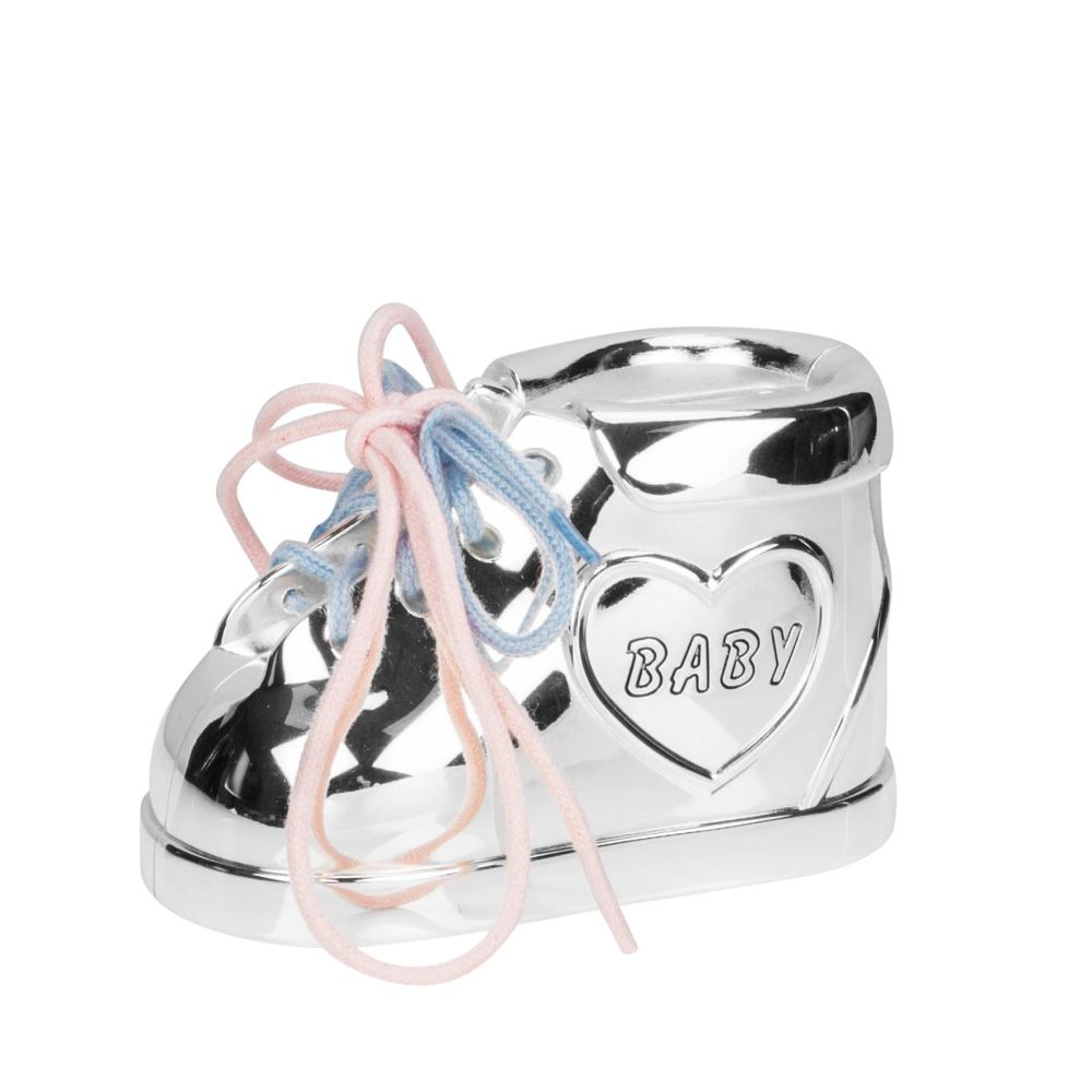 BAMBINO SILVER PLATED BABY BOOTIE MONEY BOX