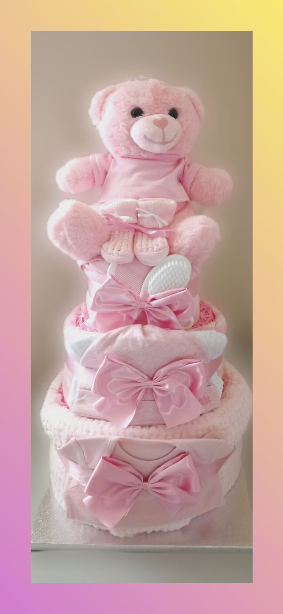 Becky Bear Mini Moet Nappy Cake | Baby Girl Gifts | Bespoke Baby Gifts