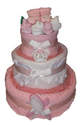 Simple three tier pink nappy cake