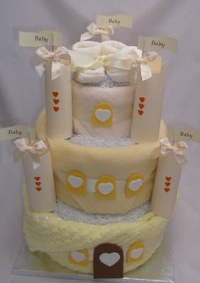 Neutral Baby Castle Nappy Cake