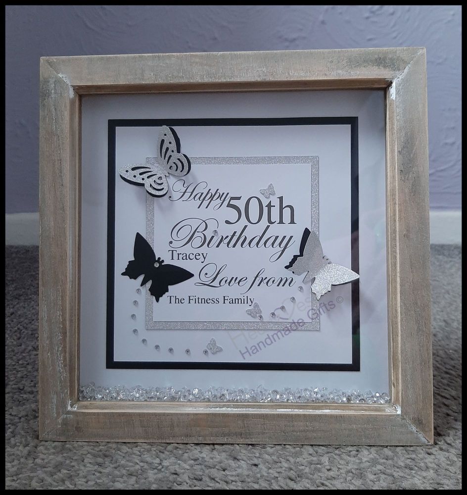 50th Birthday Frame, Personalised Box Frame, 50th Birthday Gift, Personalised 50th Box Frame, 50th Birthday Keepsake