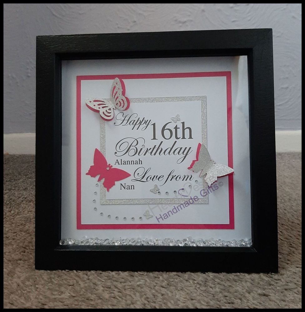 Personalised Box Frame, 16th Birthday Gift, Personalised 16th Box Frame, Daughter Gift, Birthday Gift, Gift For Her, 16th Birthday Frame