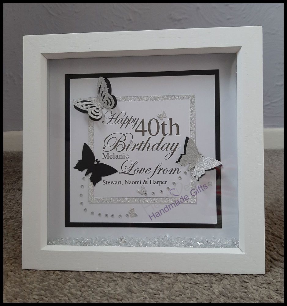 Personalised Box Frame, 40th Birthday Gift, Personalised 40th Box Frame, Daughter Gift, Birthday Gift, Gift For Her, 40th Birthday Frame