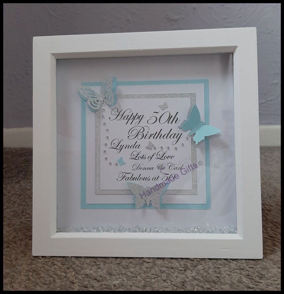 Personalised Box Frame, 50th Birthday Gift, Personalised 50th Box Frame, Daughter Gift, Birthday Gift, Gift For Her, 50th Birthday Frame