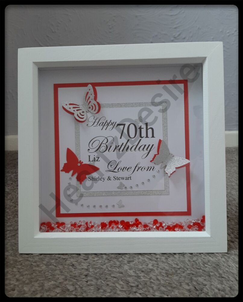 Personalised Box Frame, 70th Birthday Gift, Personalised 70th Box Frame, Birthday Gift, Gift For Her, Gift for Mum, Gift For Gran