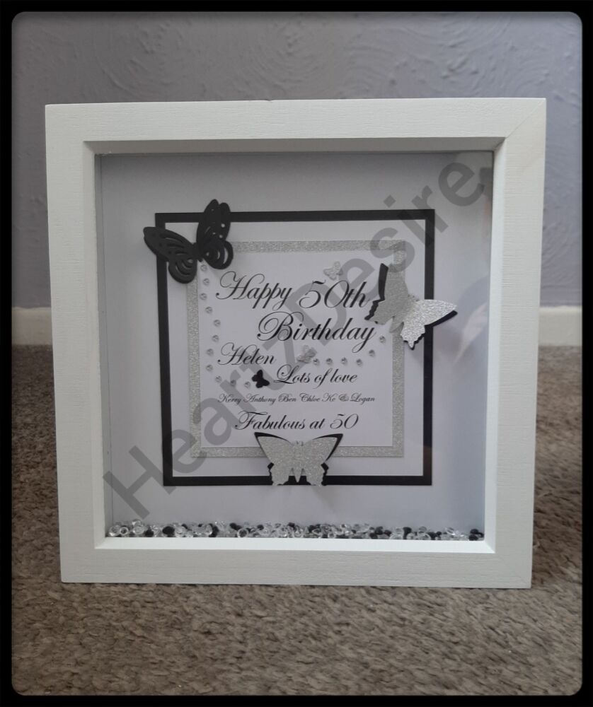 Personalised Box Frame, 50th Birthday Gift, Personalised 50th Box Frame, Daughter Gift, Birthday Gift, Gift For Her, 50th Birthday Frame