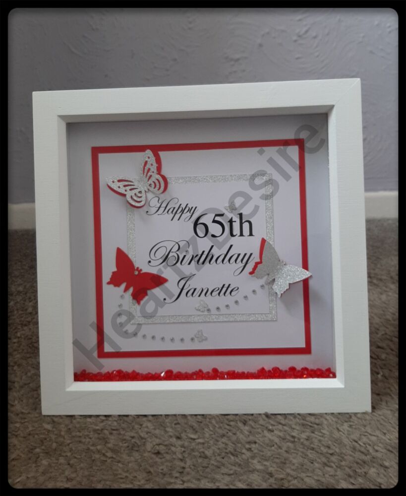 Personalised Box Frame, 65th Birthday Gift, Personalised 65th Box Frame, Daughter Gift, Birthday Gift, Gift For Her, 65th Birthday Frame