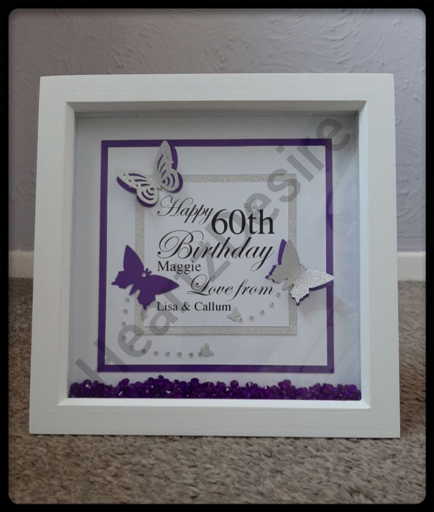 Personalised Box Frame, 60th Birthday Gift, Personalised 60th Box Frame, Daughter Gift, Birthday Gift, Gift For Her, 60th Birthday Frame