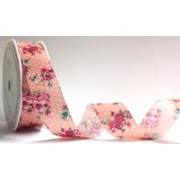 Bertie bows floral ribbon pink 25mm