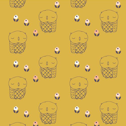 Autumn Rain Mustard Owl