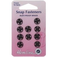 Hemline Snap Fasteners 11mm Black 