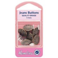 Hemline Jean Buttons Brass 16mm