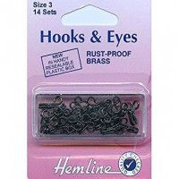 Hemline Hooks and Eyes Black - Size 3