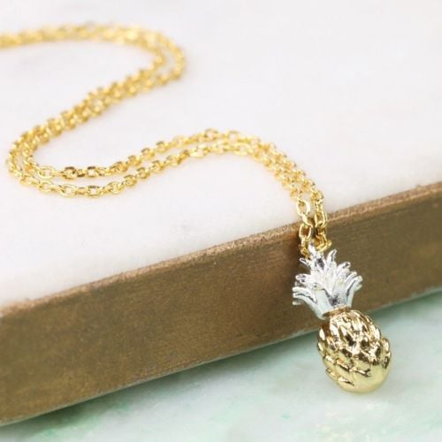 Gold and Silver Dipped Pineapple Necklace