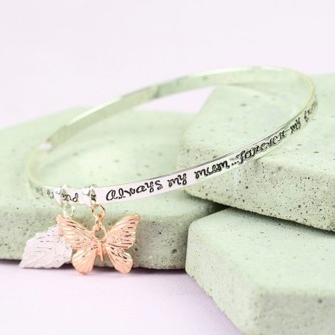 Silver 'Always My Mum' Charm Bangle