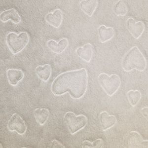 Fleece Fabric Hearts White