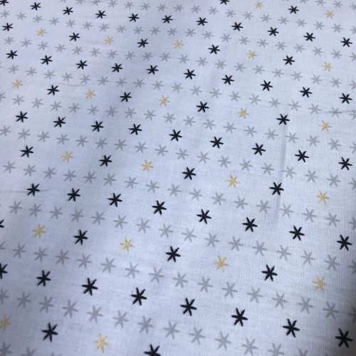 Cotton Fabric Stars on White Extra Wide