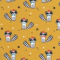 Cotton Jersey Fabric Raccoons