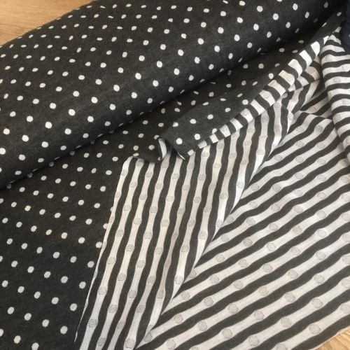 Polka Dot Double Side Knit Slate