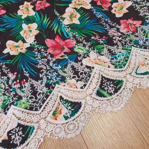 Viscose Embroidery Dress Fabric Black