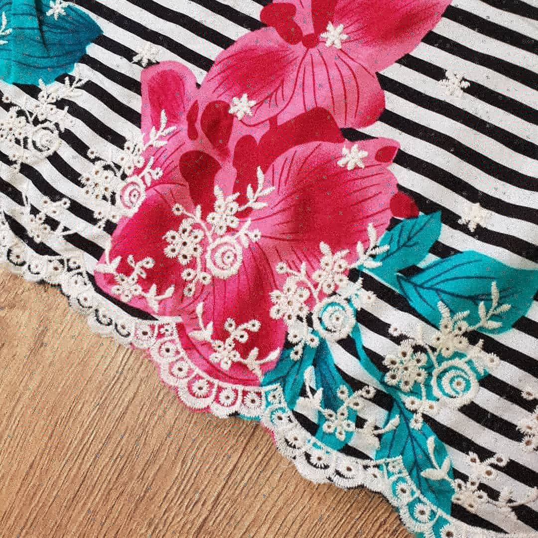 Viscose Embroidery Dress Fabric Stripe