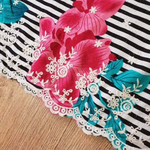 Viscose Embroidery Dress Fabric Stripe