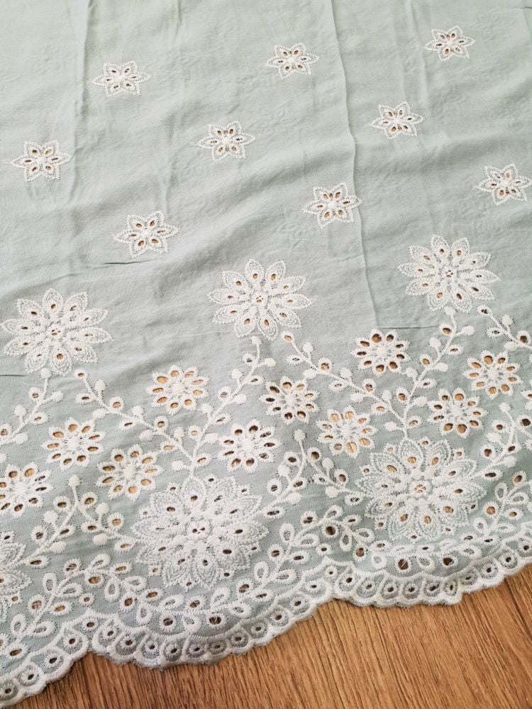 Viscose Embroidery Dress Fabric Mint