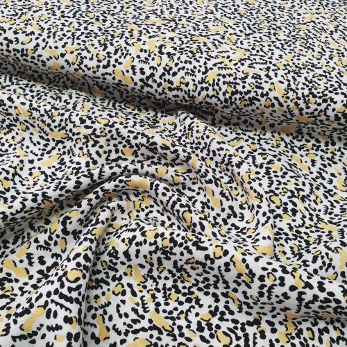 Viscose Dress Fabric Small Leopard Ecru