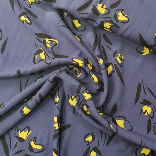 Viscose Dress Fabric Big Leopard Blue