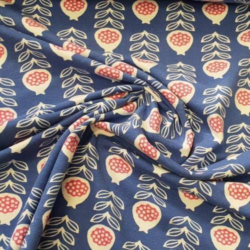 Cotton Jersey Flowers on Soft Blue