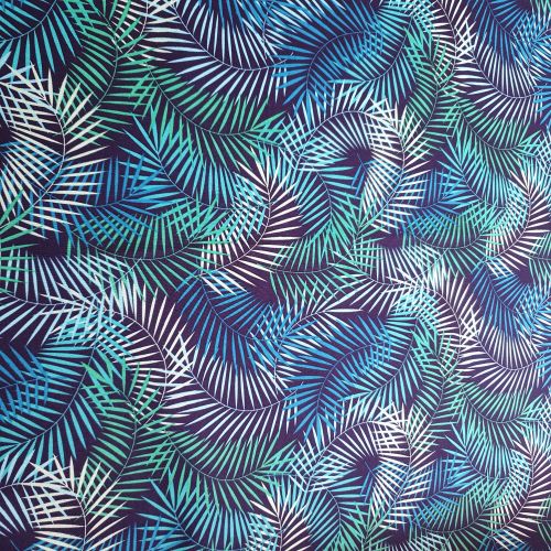 Cotton Poplin Tropical Leaves on Navy