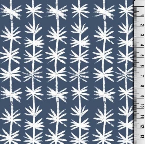 Cotton Jersey Fabric Navy White Print