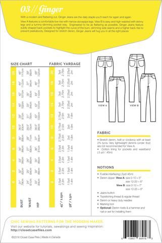 Closet Case Ginger Skinny Jeans Sewing Pattern