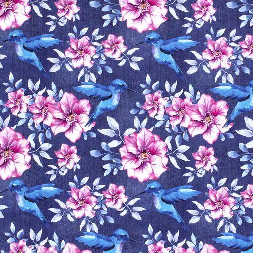 French Terry Swallow Birds Digital print